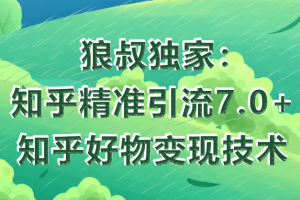 狼叔知乎精准引流7.0+知乎好物变现技术课程