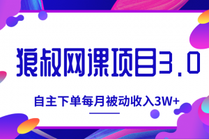 狼叔网课项目3.0，打造自主下单系统，每月被动收入3W+