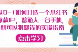 从0-1如何打造一个小红书爆款IP，普通人一台手机，就可以狠赚钱的实操指南