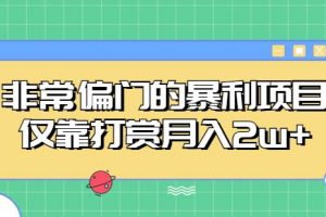 非常偏门的暴利项目，仅靠打赏月入2w+