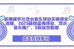 听潮阁学社汽水音乐项目实操课全流程，2023超级蓝海项目，汽水音乐推广，0粉丝也能做