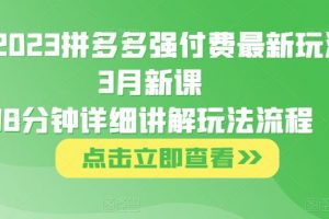 大炮·2023拼多多强付费最新玩法，3月新课​78分钟详细讲解玩法流程