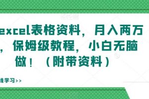 靠excel表格资料，月入两万+，保姆级教程，小白无脑做！（附带资料）【揭秘】