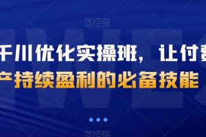 抖音千川优化实操班，让付费投产持续盈利的必备技能