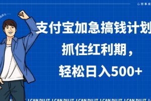 支付宝加急搞钱计划，抓住红利期，轻松日入500+【揭秘】