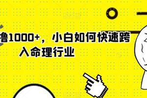 玄学狂撸1000+，小白如何快速跨入命理行业【揭秘】