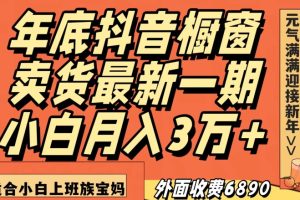 外面收费6890元年底抖音橱窗卖货最新一期，小白月入3万，适合小白上班族宝妈【揭秘】