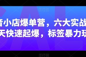 抖音小店爆单营，六大实战篇，7天快速起爆，标签暴力玩法