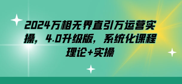 2024万相无界直引万运营实操，4.0升级版，系统化课程 理论+实操