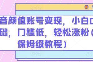 抖音颜值账号变现，小白0基础，门槛低，​轻松涨粉(保姆级教程)【揭秘】