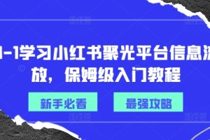 从0-1学习小红书聚光平台信息流投放，保姆级入门教程