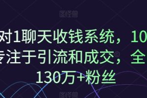 1对1聊天收钱系统，10年专注于引流和成交，全网130万+粉丝