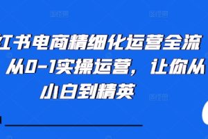 小红书电商精细化运营全流程，从0-1实操运营，让你从小白到精英