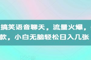 AI生成搞笑语音聊天，流量火爆，条条爆款，小白无脑轻松日入几张【揭秘】