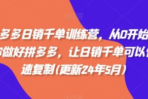 拼多多日销千单训练营，从0开始带你做好拼多多，让日销千单可以快速复制(更新24年11月)